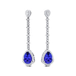 Vintage Style Pear Cut Tanzanite Halo Diamond Drop Earrings - GeumJewels