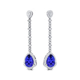 Vintage Style Pear Cut Tanzanite Halo Diamond Drop Earrings - GeumJewels