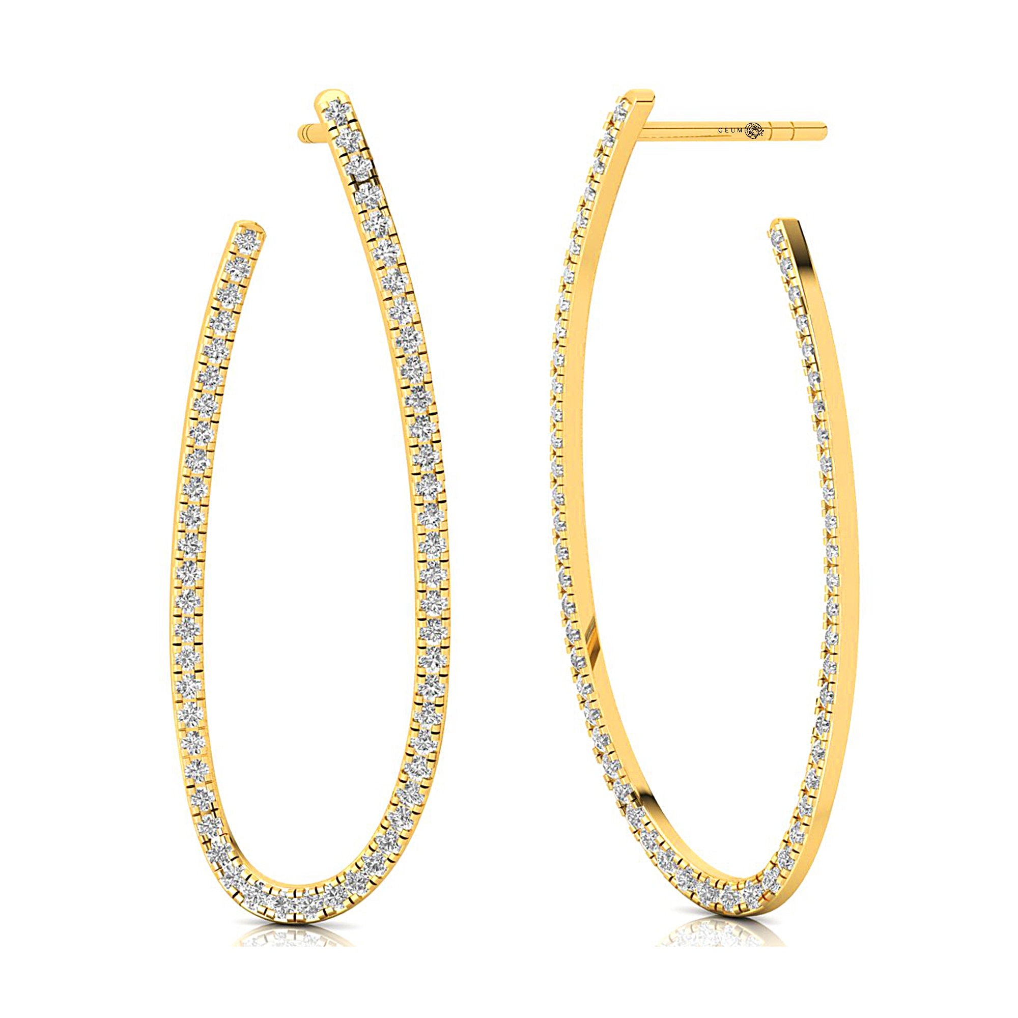 Elongated Linear Diamond Drop Earrings - GeumJewels