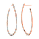 Elongated Linear Diamond Drop Earrings - GeumJewels