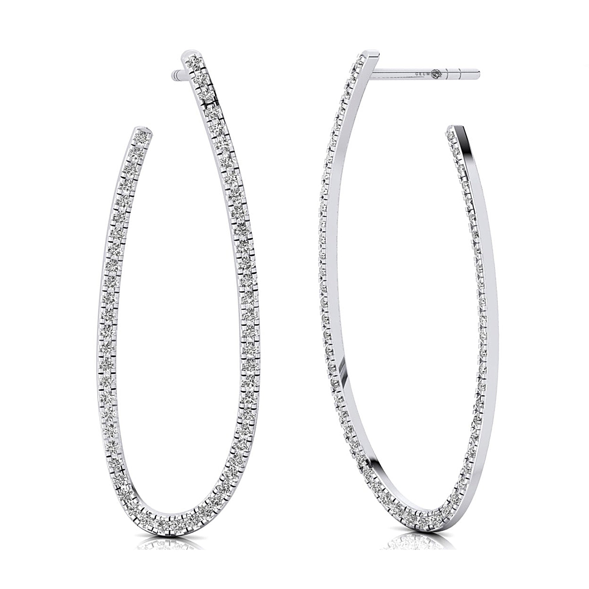 Elongated Linear Diamond Drop Earrings - GeumJewels