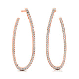 Elongated Linear Diamond Drop Earrings - GeumJewels