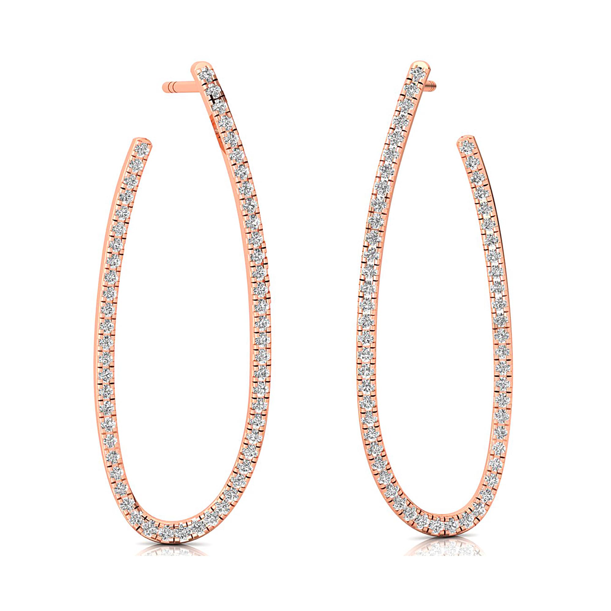 Elongated Linear Diamond Drop Earrings - GeumJewels