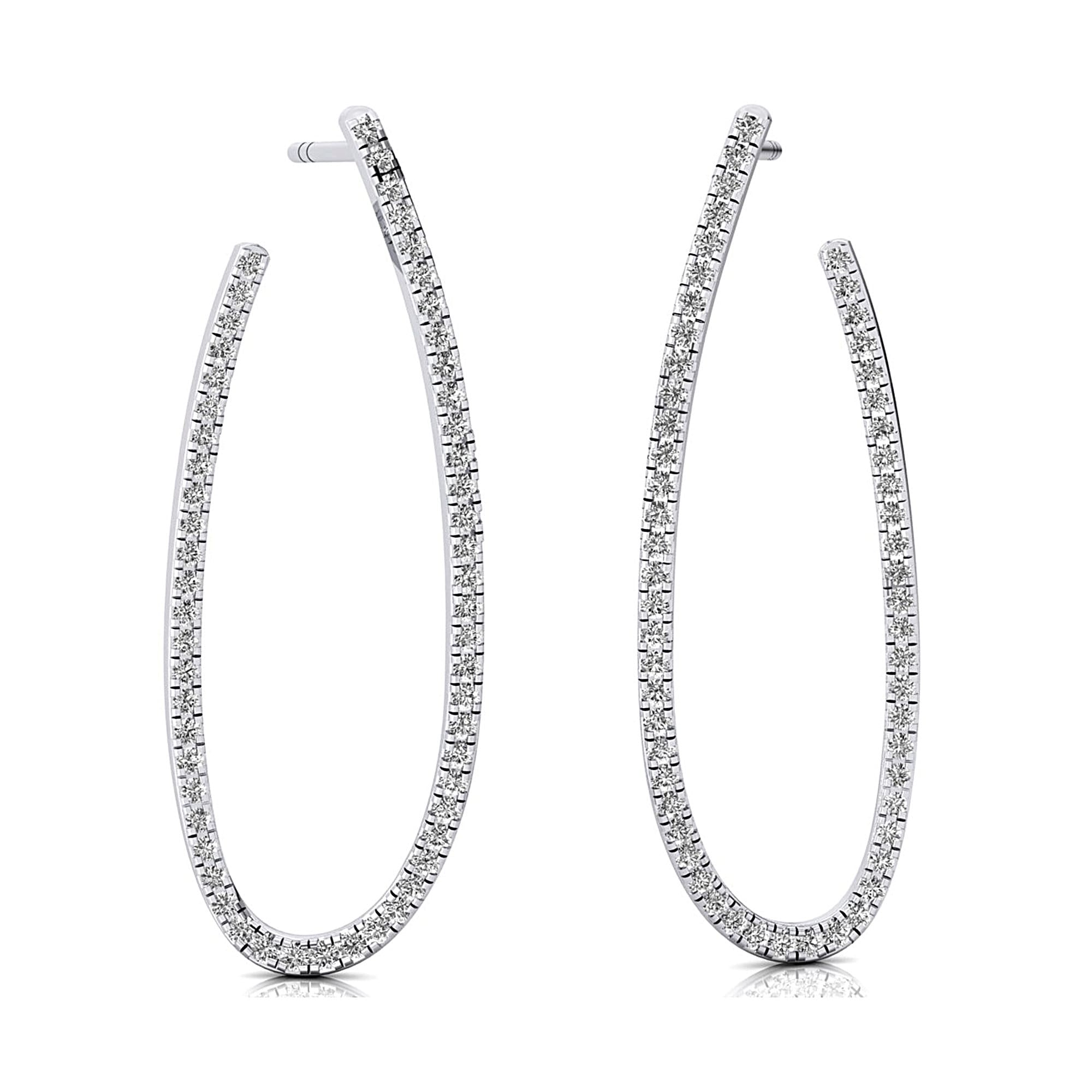 Elongated Linear Diamond Drop Earrings - GeumJewels