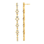 Long Diamond Drop Earrings in Solid Gold - GeumJewels