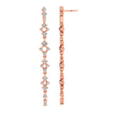 Long Diamond Drop Earrings in Solid Gold - GeumJewels