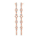 Long Diamond Drop Earrings in Solid Gold - GeumJewels