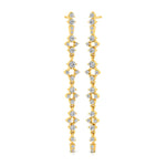 Long Diamond Drop Earrings in Solid Gold - GeumJewels