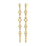 Long Diamond Drop Earrings in Solid Gold - GeumJewels