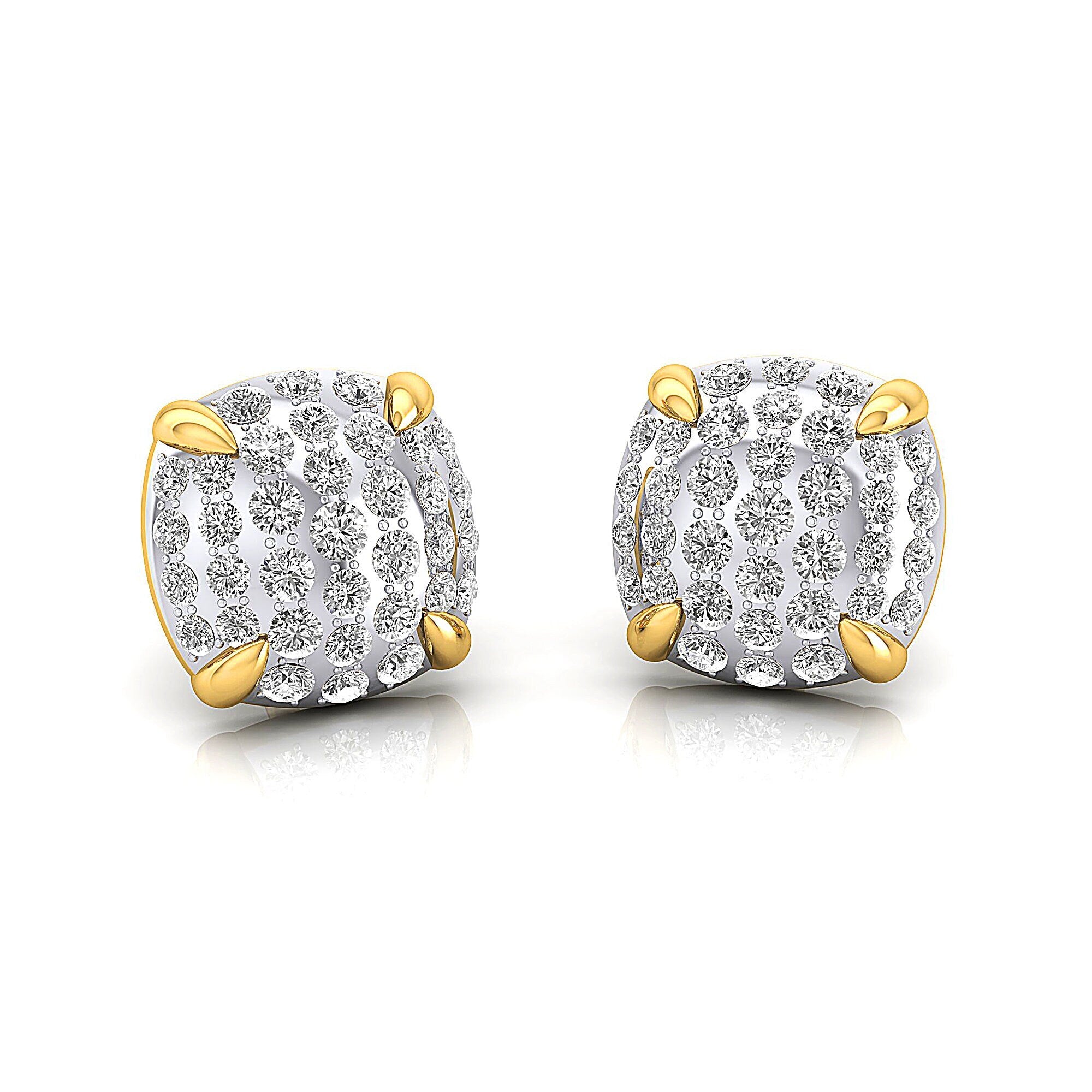 Pave Set Diamond Dainty Stud Earrings - GeumJewels