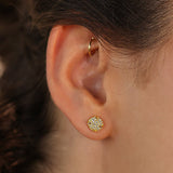 Pave Set Diamond Dainty Stud Earrings - GeumJewels