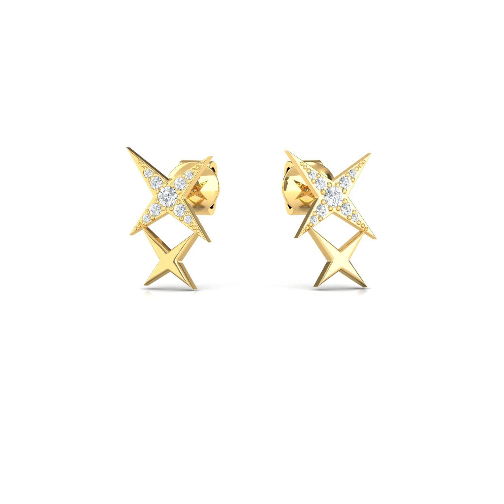 Starry Diamonds Dainty Stud Earrings - GeumJewels