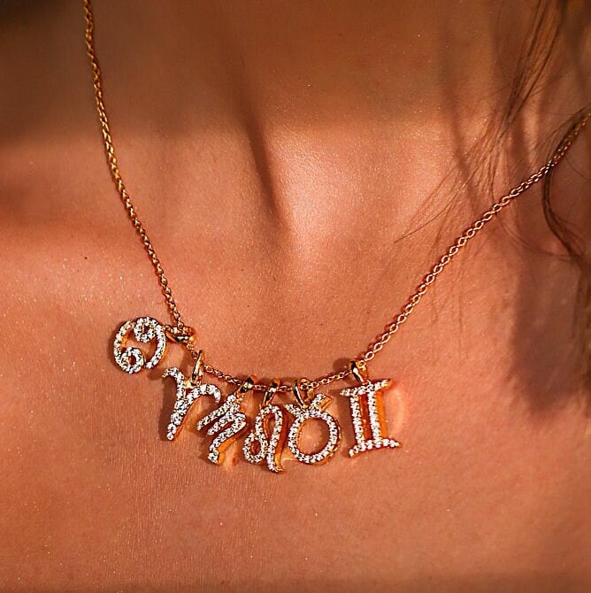 Leo Zodiac Diamond Charm Gold Pendant - GeumJewels