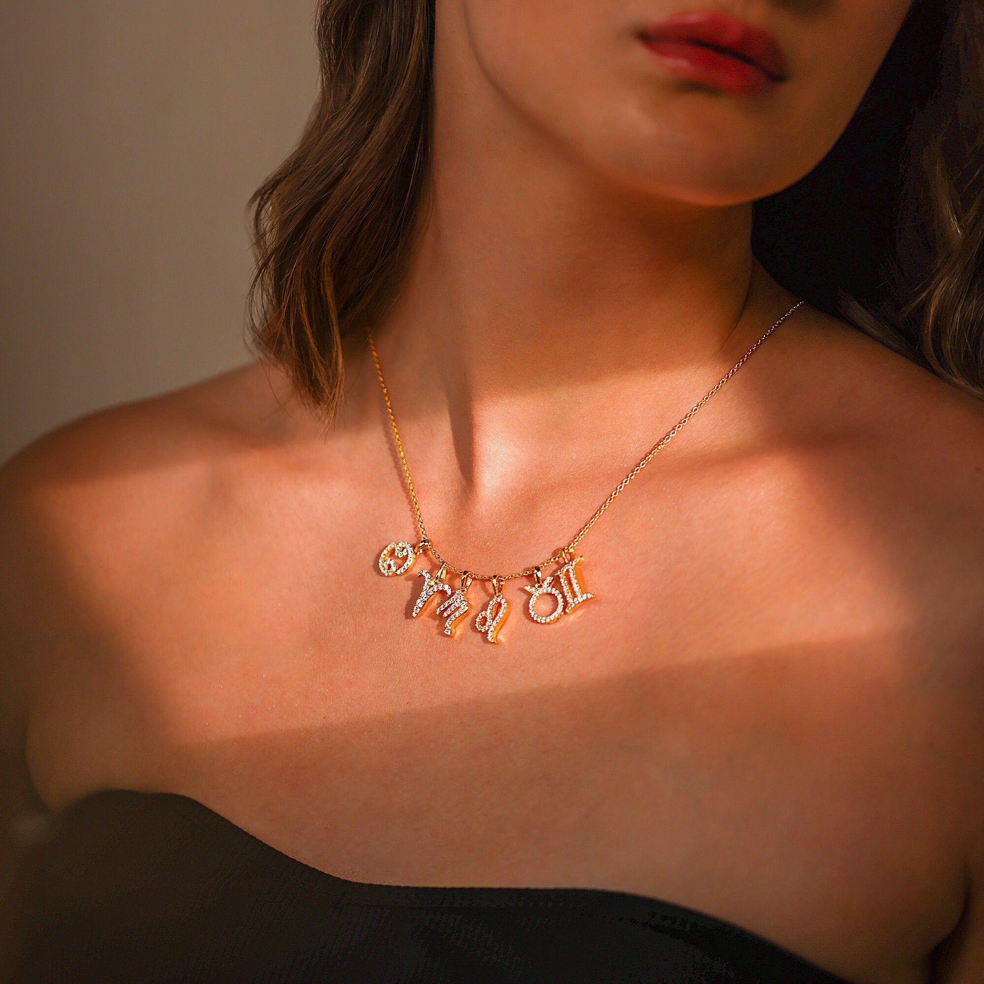 Scorpio Zodiac Diamond Charm Gold Pendant - GeumJewels