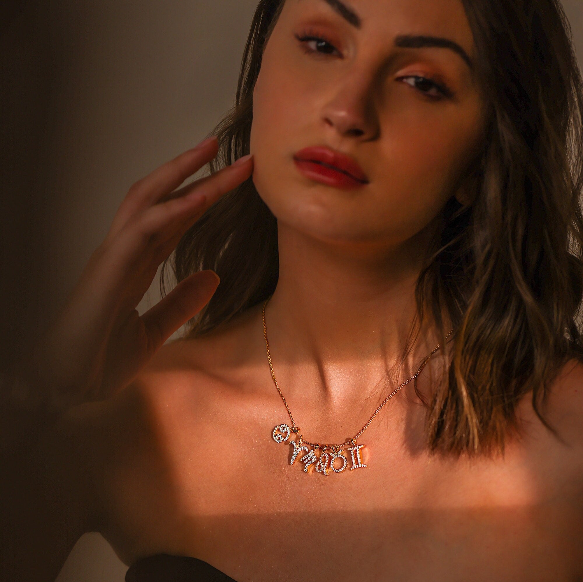 Gemini Zodiac Diamond Charm Gold Pendant - GeumJewels