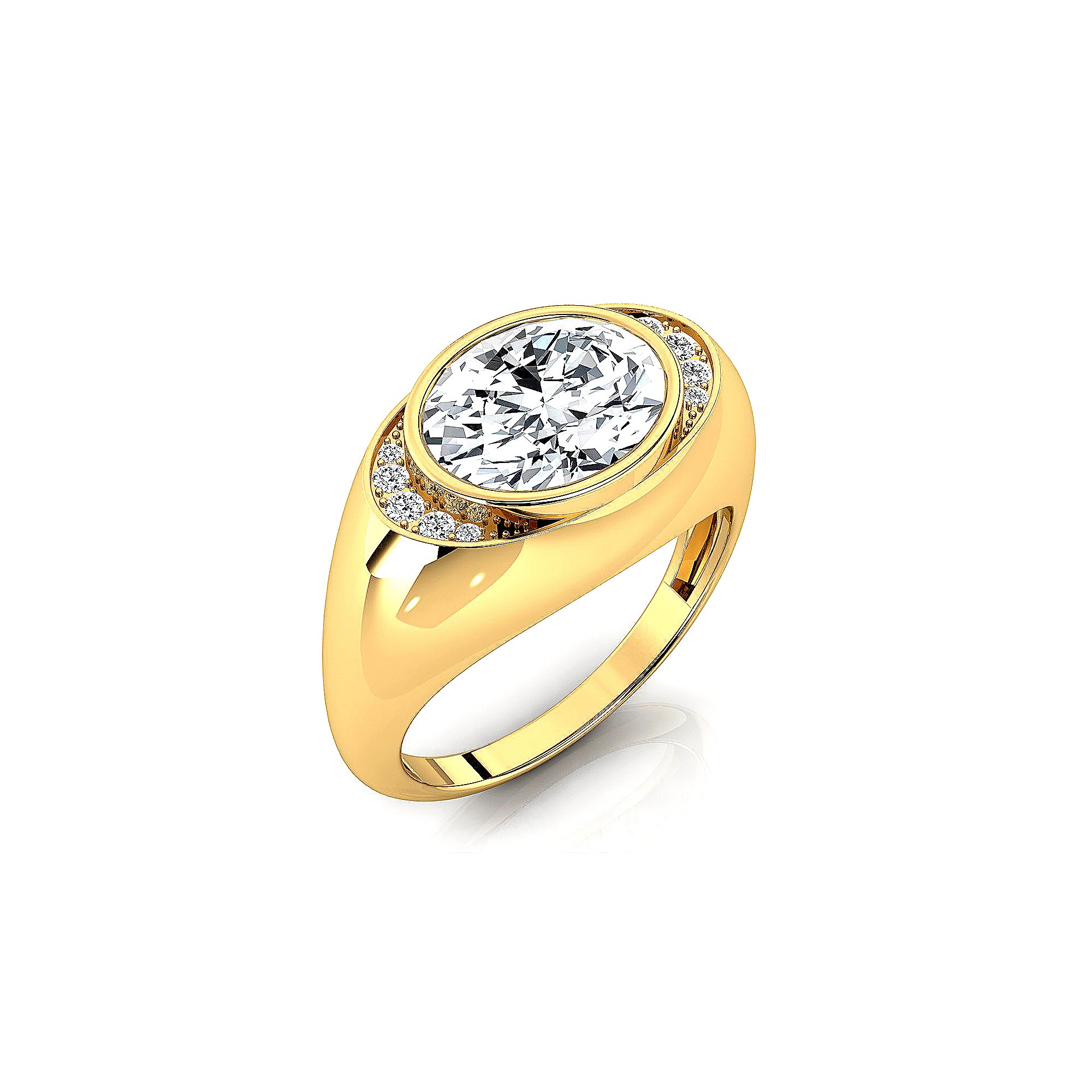 Classic Dome Shaped Diamond Oval Cut Lab Diamond Ring - GeumJewels