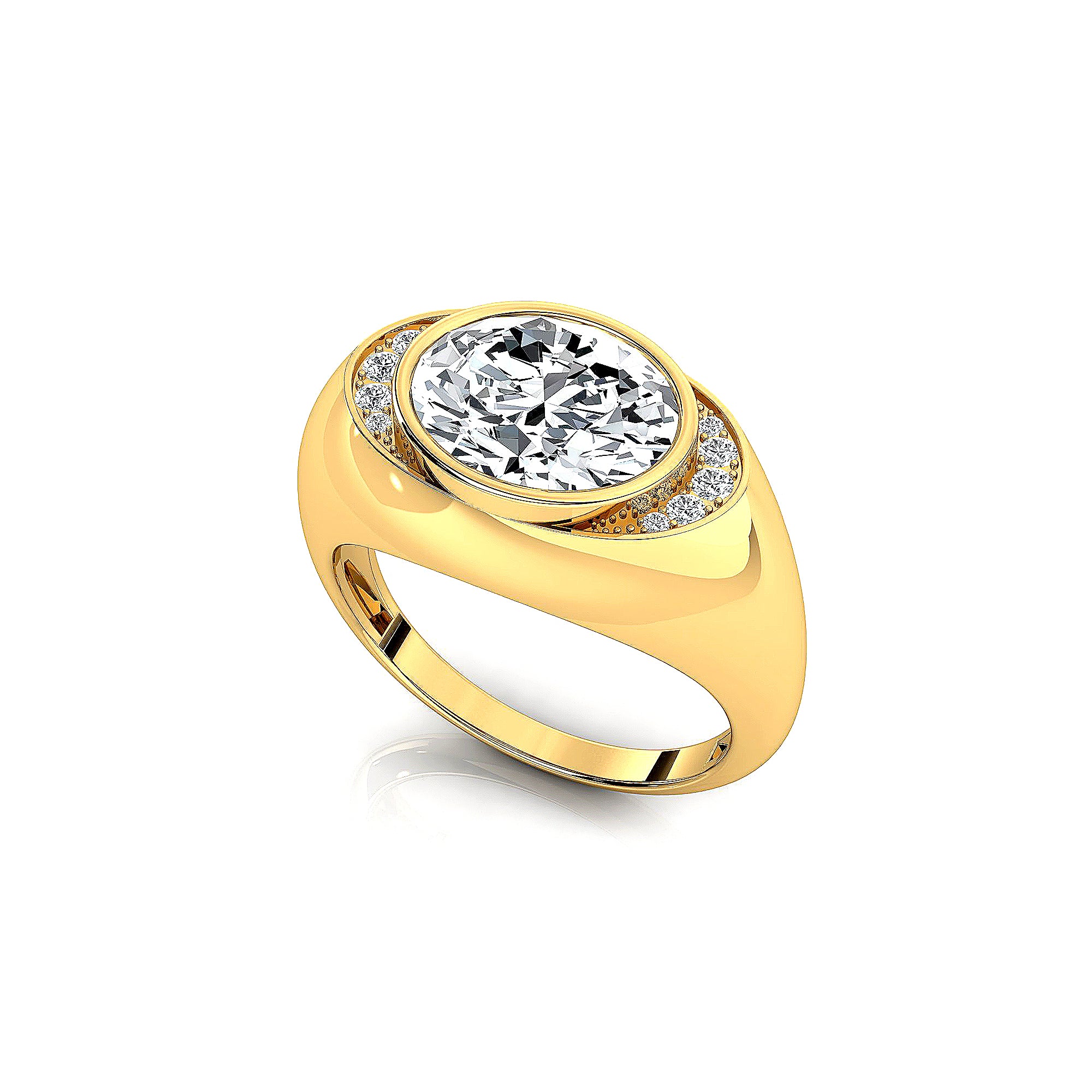 Classic Dome Shaped Diamond Oval Cut Lab Diamond Ring - GeumJewels