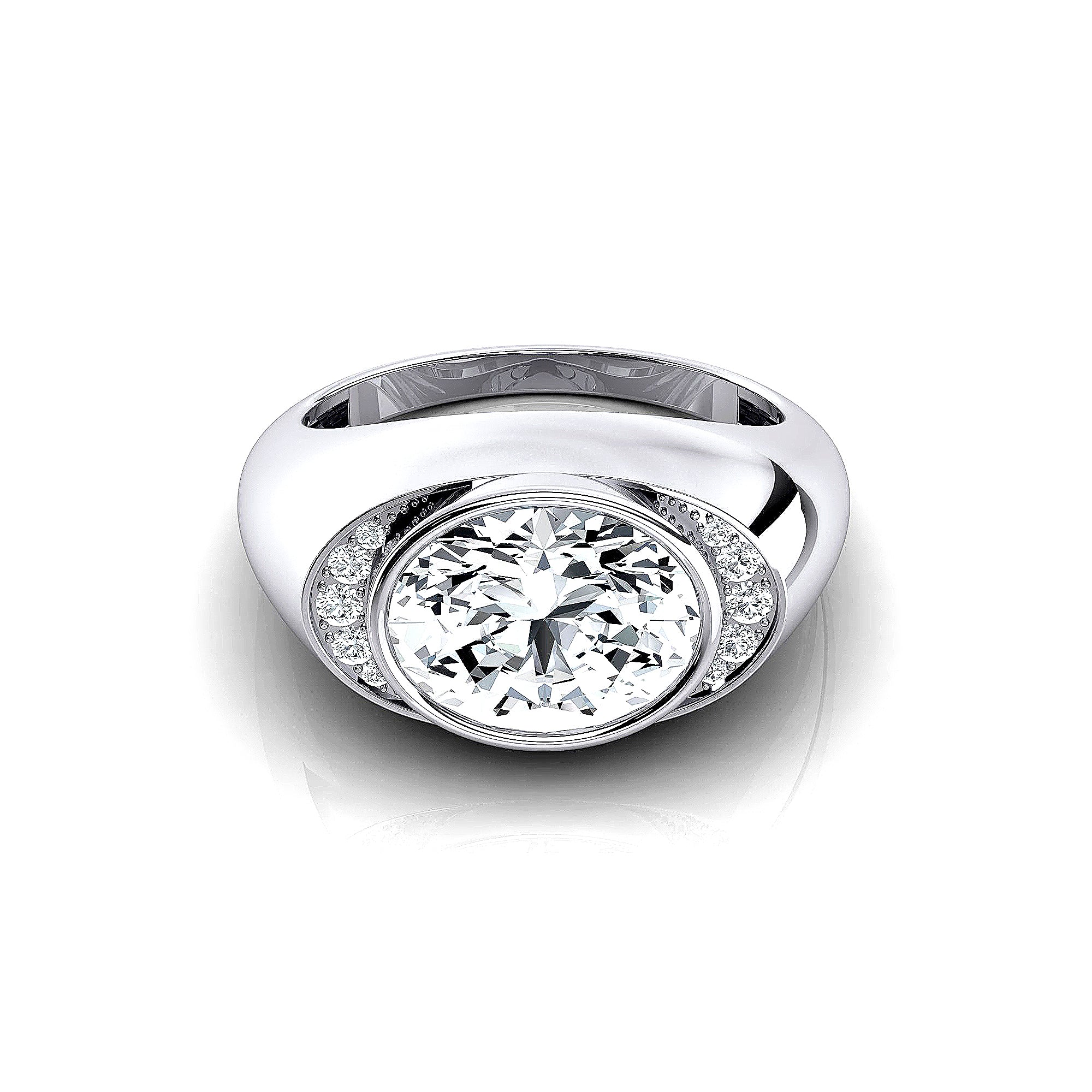 Classic Dome Shaped Diamond Oval Cut Lab Diamond Ring - GeumJewels