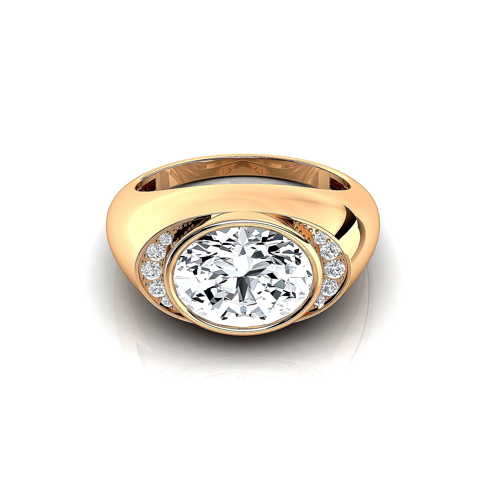 Classic Dome Shaped Diamond Oval Cut Lab Diamond Ring - GeumJewels