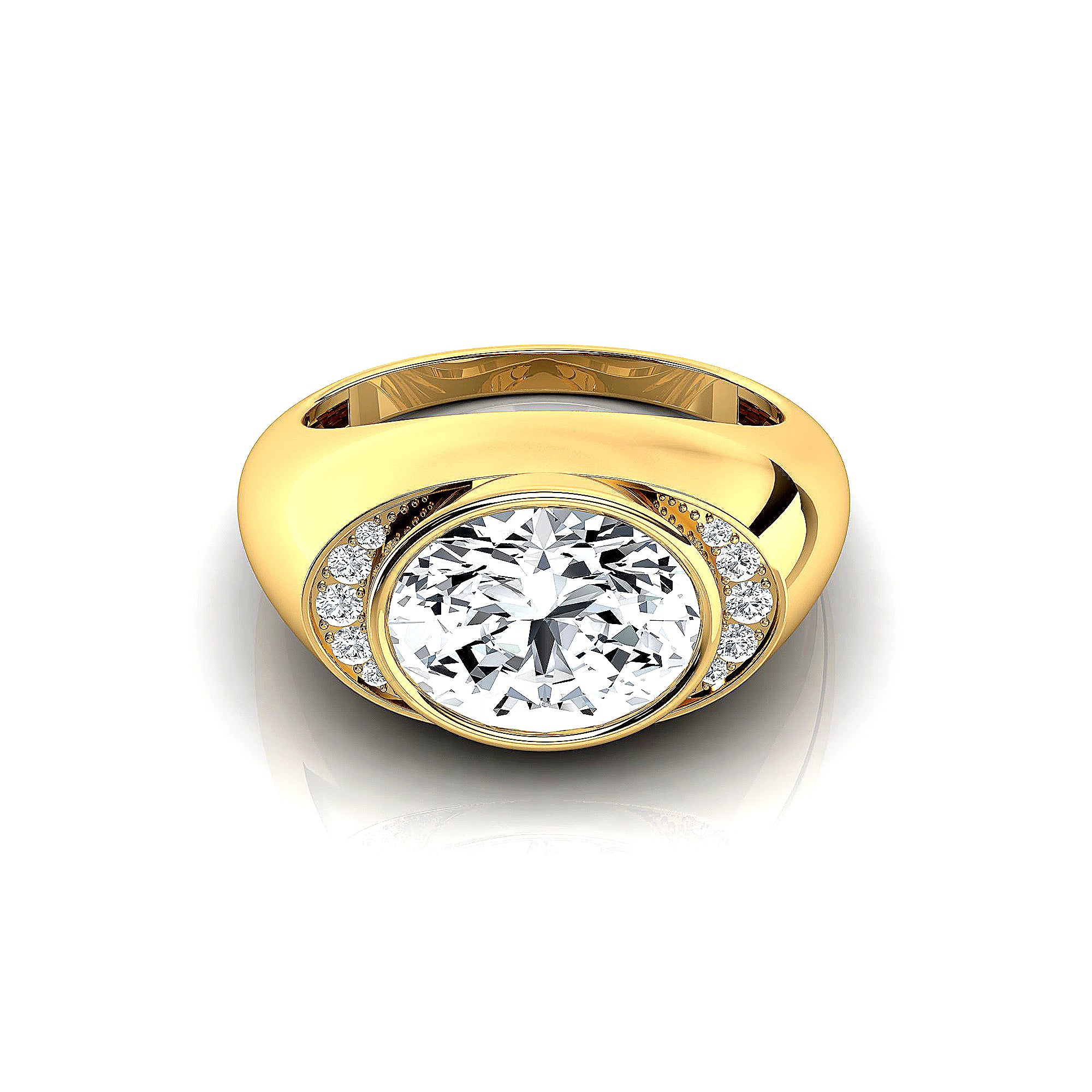 Classic Dome Shaped Diamond Oval Cut Lab Diamond Ring - GeumJewels