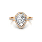 Classic Pear Shaped Lab Diamond Halo Diamond Engagement Ring - GeumJewels