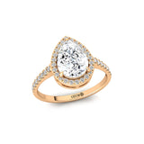 Classic Pear Shaped Lab Diamond Halo Diamond Engagement Ring - GeumJewels