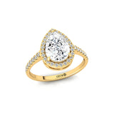Classic Pear Shaped Lab Diamond Halo Diamond Engagement Ring - GeumJewels