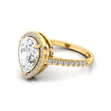 Classic Pear Shaped Lab Diamond Halo Diamond Engagement Ring - GeumJewels