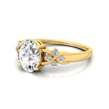 Criss Cross Diamond Ring with Oval Cut Lab Diamond - GeumJewels
