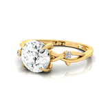 Criss Cross Nature Inspired Diamond Ring with Round Lab Diamond - GeumJewels