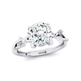 Criss Cross Nature Inspired Diamond Ring with Round Lab Diamond - GeumJewels