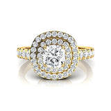 Double Halo Diamond Cushion Cut Lab Diamond Ring - GeumJewels