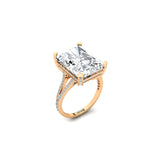 Emerald Cut Lab Diamond Split Shank Engagement Ring with Diamonds - GeumJewels