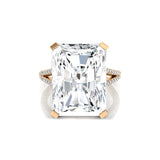 Emerald Cut Lab Diamond Split Shank Engagement Ring with Diamonds - GeumJewels