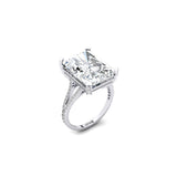Emerald Cut Lab Diamond Split Shank Engagement Ring with Diamonds - GeumJewels