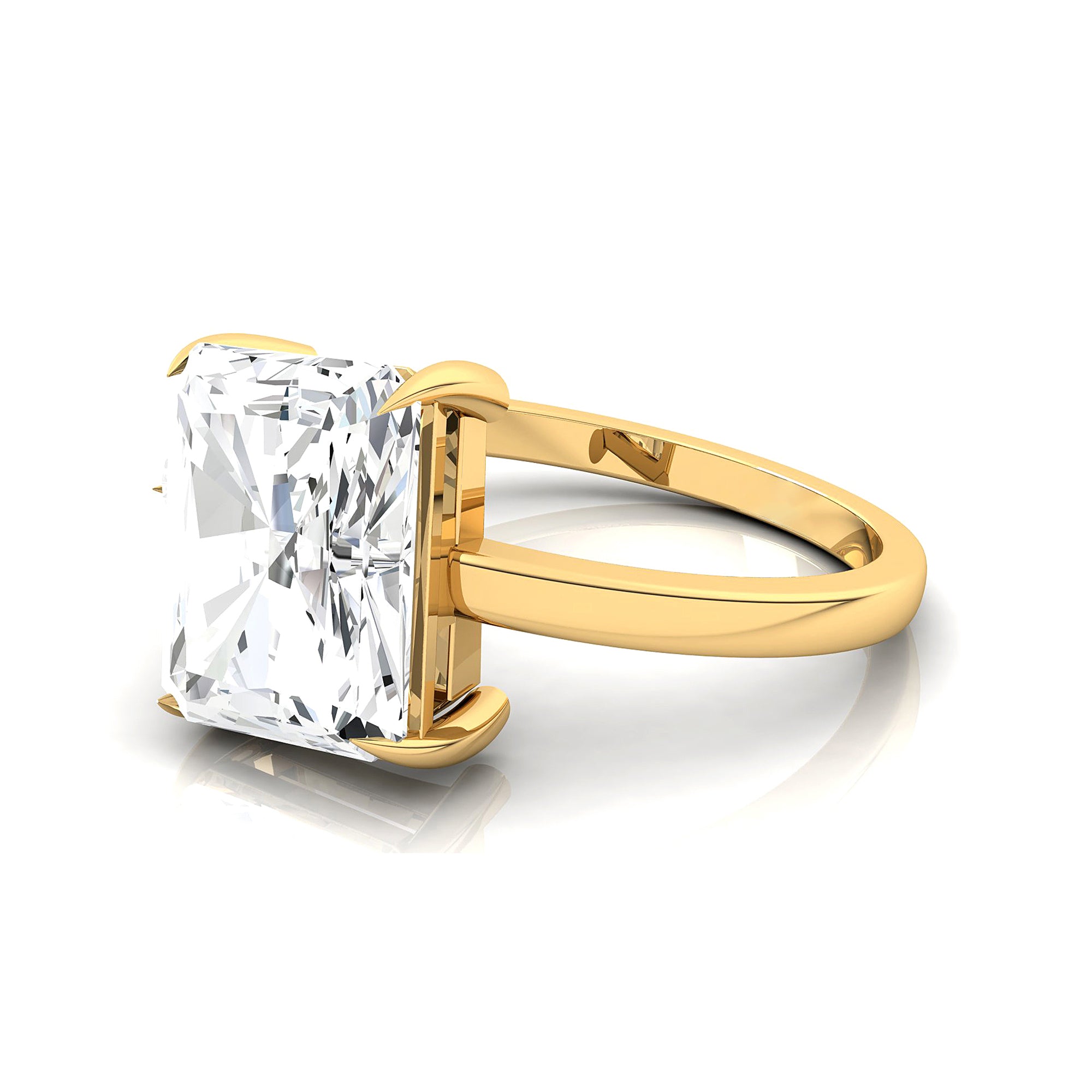 Emerald Shaped Lab Diamond with 3mm Accent Solitaire Engagement Ring - GeumJewels