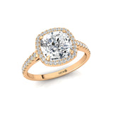 Halo Diamond Engagement Ring with Cushion Cut Lab Diamond - GeumJewels