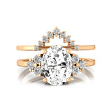 Lab Diamond Gold Ring with Stackable Diamond Band - GeumJewels
