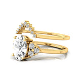 Lab Diamond Gold Ring with Stackable Diamond Band - GeumJewels