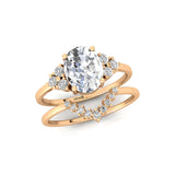 Lab Diamond Gold Ring with Stackable Diamond Band - GeumJewels