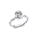 Oval Solitaire Lab Diamond Ring with Twisted Wire Diamond Band - GeumJewels