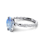 Oval Solitaire Moonstone Ring with Twisted Wire Diamond Band - GeumJewels