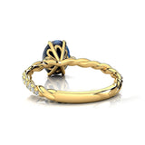 Oval Solitaire Moonstone Ring with Twisted Wire Diamond Band - GeumJewels
