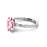Oval Solitaire Morganite Ring with Twisted Wire Diamond Band - GeumJewels