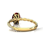 Oval Solitaire Ruby Ring with Twisted Wire Diamond Band - GeumJewels