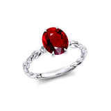 Oval Solitaire Ruby Ring with Twisted Wire Diamond Band - GeumJewels