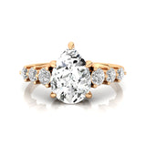 Pear Cut Lab Diamond with Graduated Diamonds Ring - GeumJewels