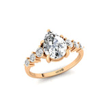 Pear Cut Lab Diamond with Graduated Diamonds Ring - GeumJewels