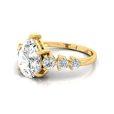Pear Cut Lab Diamond with Graduated Diamonds Ring - GeumJewels
