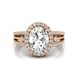 Solitaire Oval Lab Diamond Split Shank Diamond Engagement Ring - GeumJewels